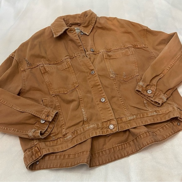 Free People We The Free Golden Nugget Opal Denim Jacket Size Small - Picture 7 of 14